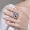 Creative Open Ring Jewelry Red Zircon Zircon Ladies Light Luxury Niche Versatile High Sense