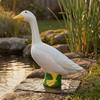 Porch Goose Statue Yellow Beak Standing Black Eyes Lawn Ornament for Garden, Yard,