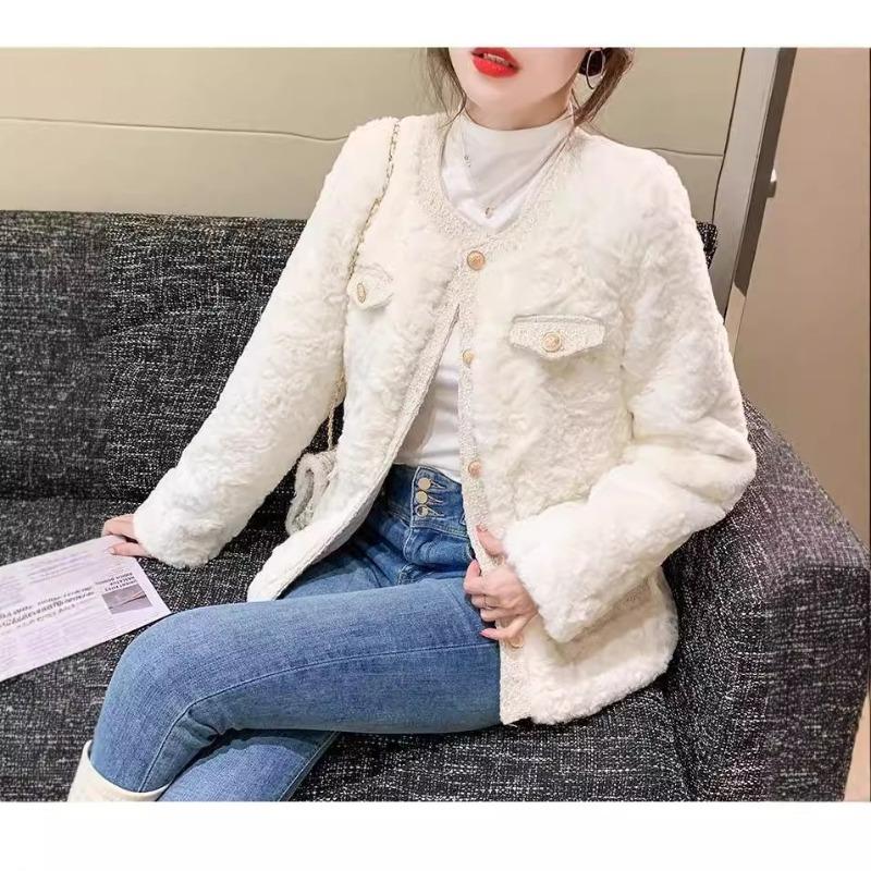 New Winter Clothing Lamb Fur Coat Women's Retro Fashion Thickened Cotton-padded Clothing Women's Light Clothing