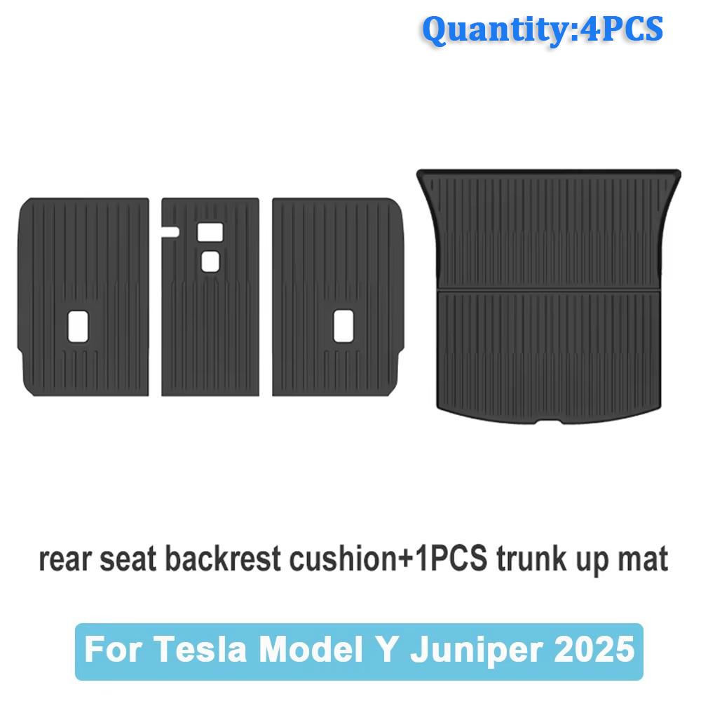 Car Trunk Mats For New Tesla Model Y 2025 Juniper TPE Floor Mats & Cargo Liner All Weather Trunk Mats Floor Liner Backrest Mats