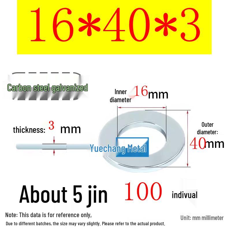 Galvanized Iron Flat and Square Washer Set - Thick, Enlarged, Extra Large, and Special Shapes