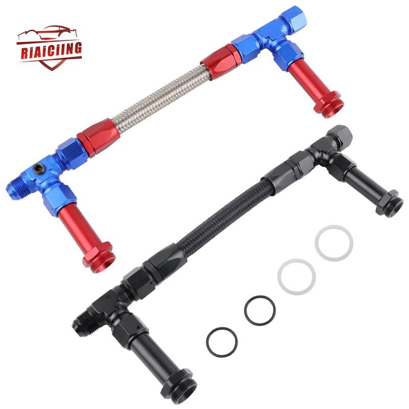 AN8 8AN Dual Feed Fuel Line Kit For Holley 4150 Carburetor Dual Feed Carb Fuel Line Stainless Steel Braided Hose auto parts