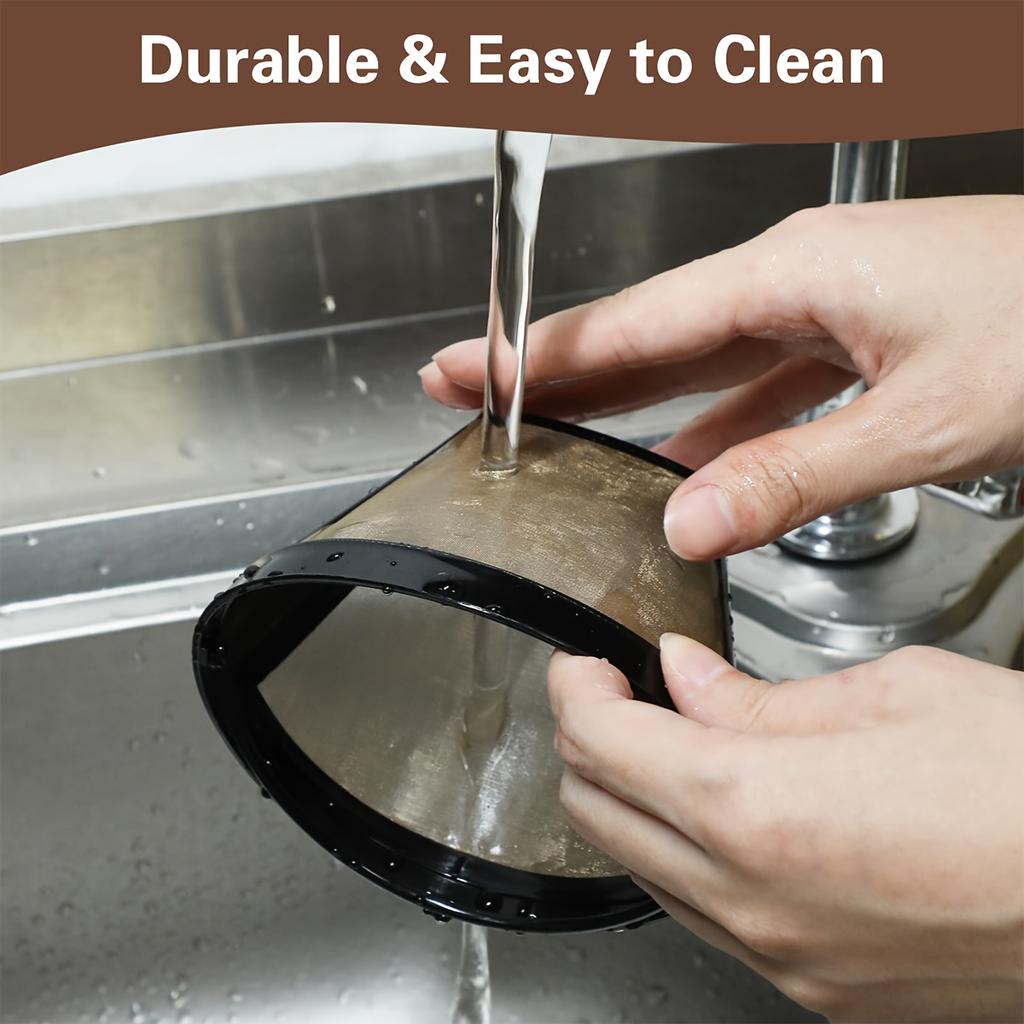 Reusable Espresso Filter Basket Refillable Cone Coffee Maker Filters for Ninja Coffee Bar Brewer Accessory Easy-Clean Cup & Pad