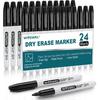Dry Erase Markers,24 Pack Black Fine Tip Whiteboard Markers, Round Point Low Odor Dry Erase Marker for School Office and Home