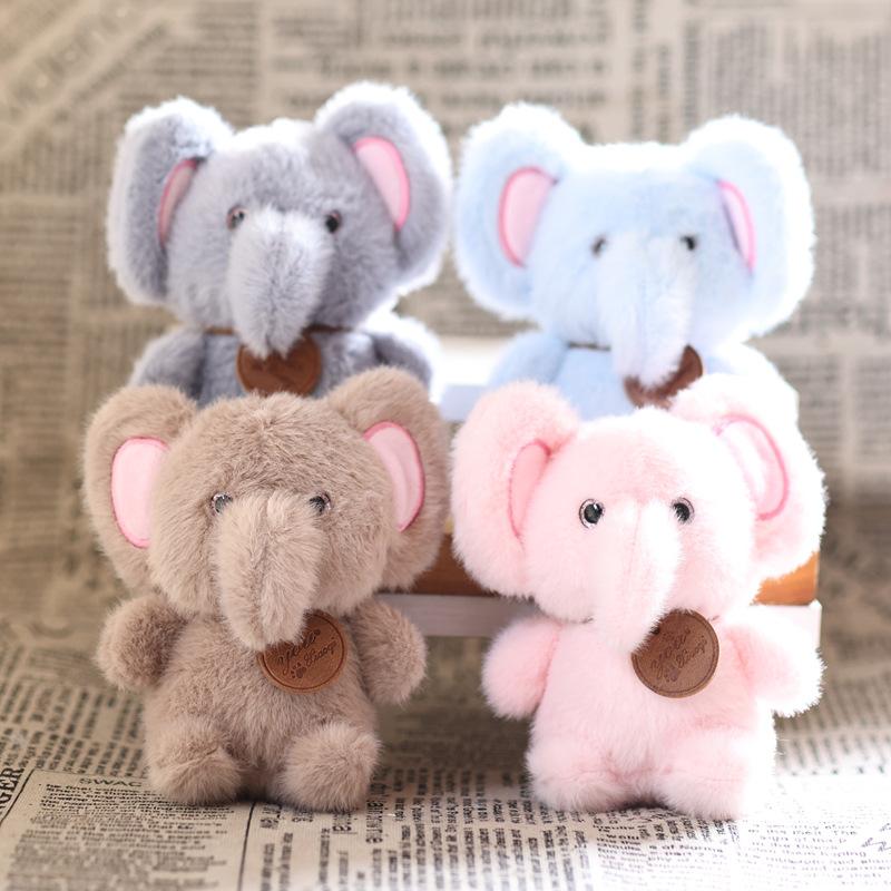 1 Pieza Lindo Animal Sentado Elefante Colgante Muñeco Suave de Felpa Juguetes para Bebé Llavero de Bolsa de Libros de Dibujos Animados Regalos Para Niños