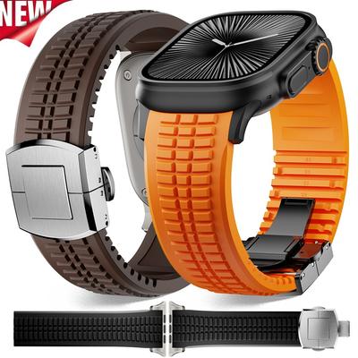 Silicone Sports Bracelet for Apple Watch Ultra 2/1 49mm Series 10 46mm 9 8 7 45mm Soft TPU Straps for IWatch 6 5 4 SE 44mm Band