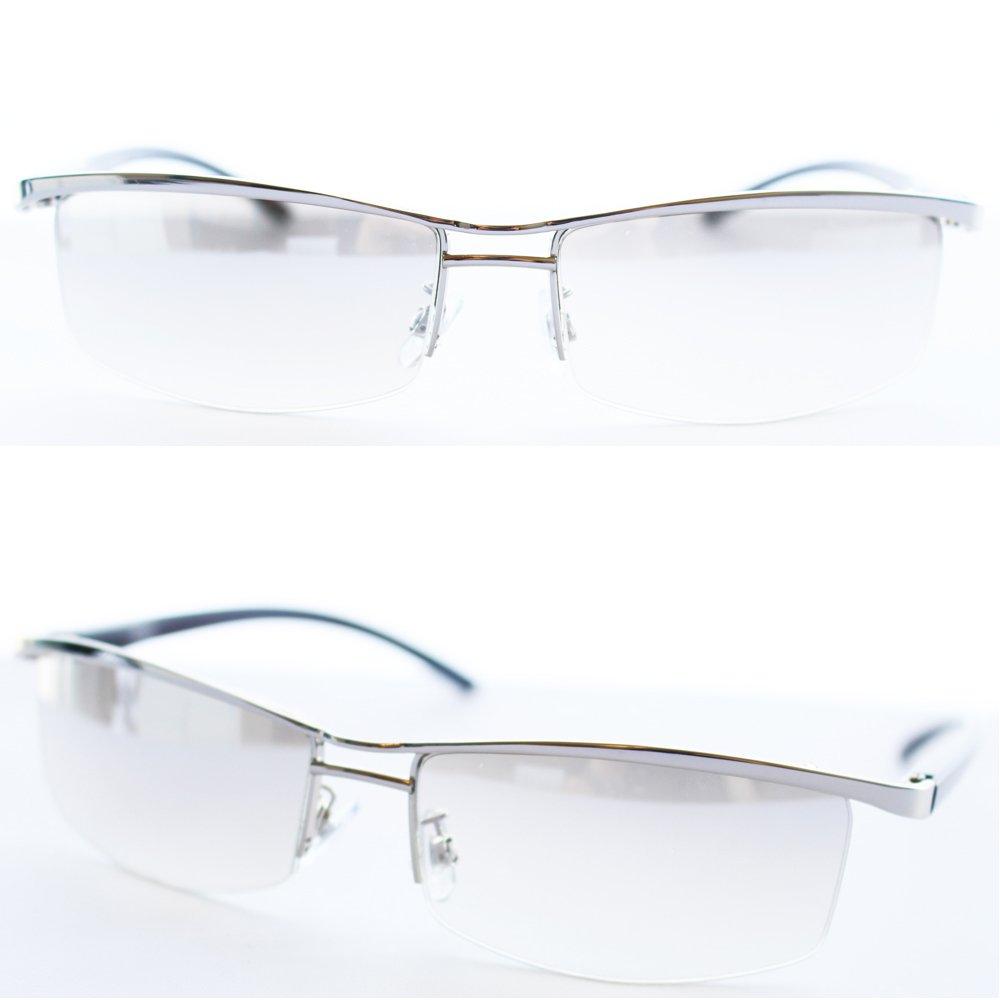 Eight Tokyo Sharp UV Protection Sunglasses for Driving by a Sabae Smoke Clear Mirror Men's [Designed Manufacturer] Silver/Large 342-9