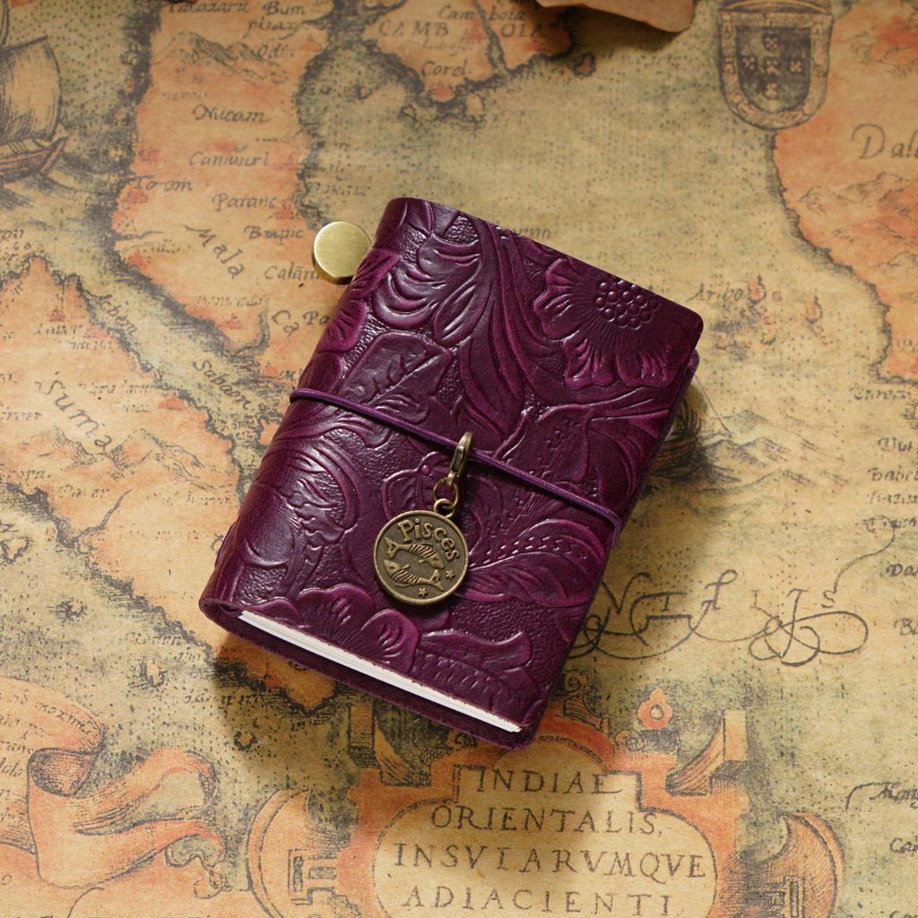 Mini Carnet de Poche à Feuilles Mobiles en Cuir de Vache pour Voyageur