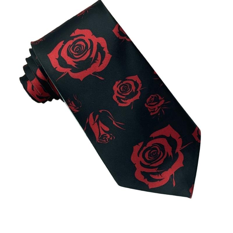 Sophisticated Silk Like Polyester Necktie with Rose Pattern Perfect For Gifting