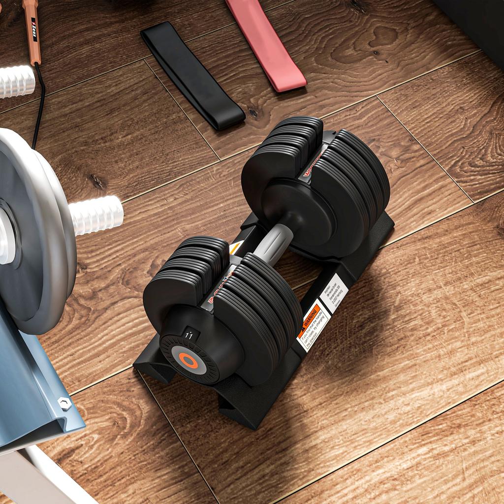 Adjustable Dumbbells Set, 4-in-1 Weights Set with Storage Tray, Non-Slip Handle, 6kg, 11kg, 16kg, 20kg