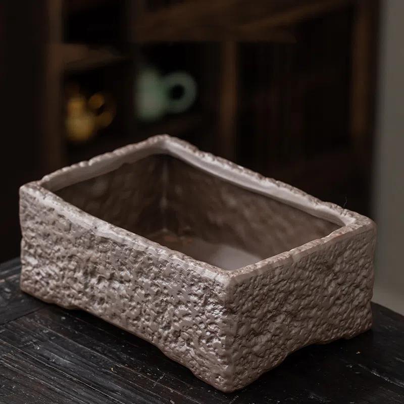 Ghiveci de flori vintage creativ de interior/exterior în formă de bonsai, mic și mare, ceramică din argilă purpurie, plantă verde, decorativ pentru masă/birou