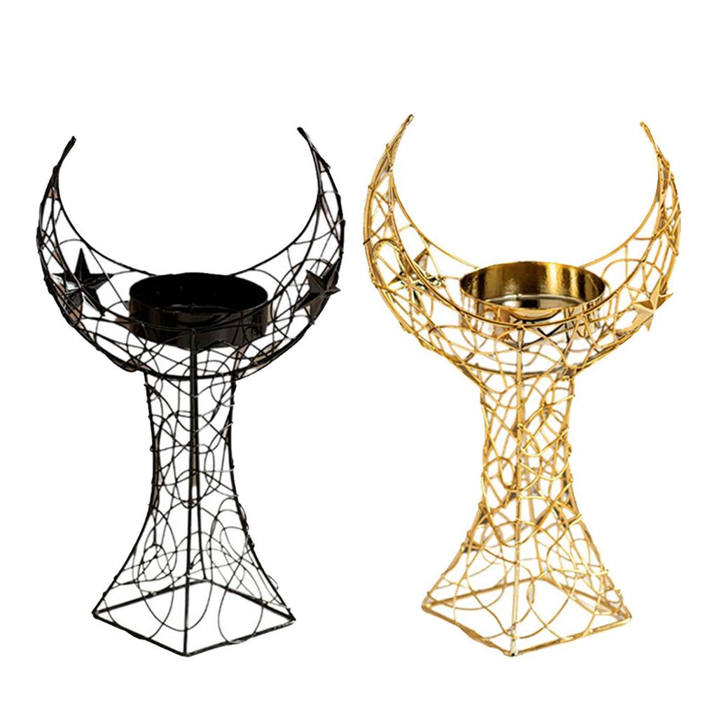 Crescent Tower Candle Holder Metal Ornament Candlestick Candle Stand Candle Holder for Home Festive Wedding Decorative Event