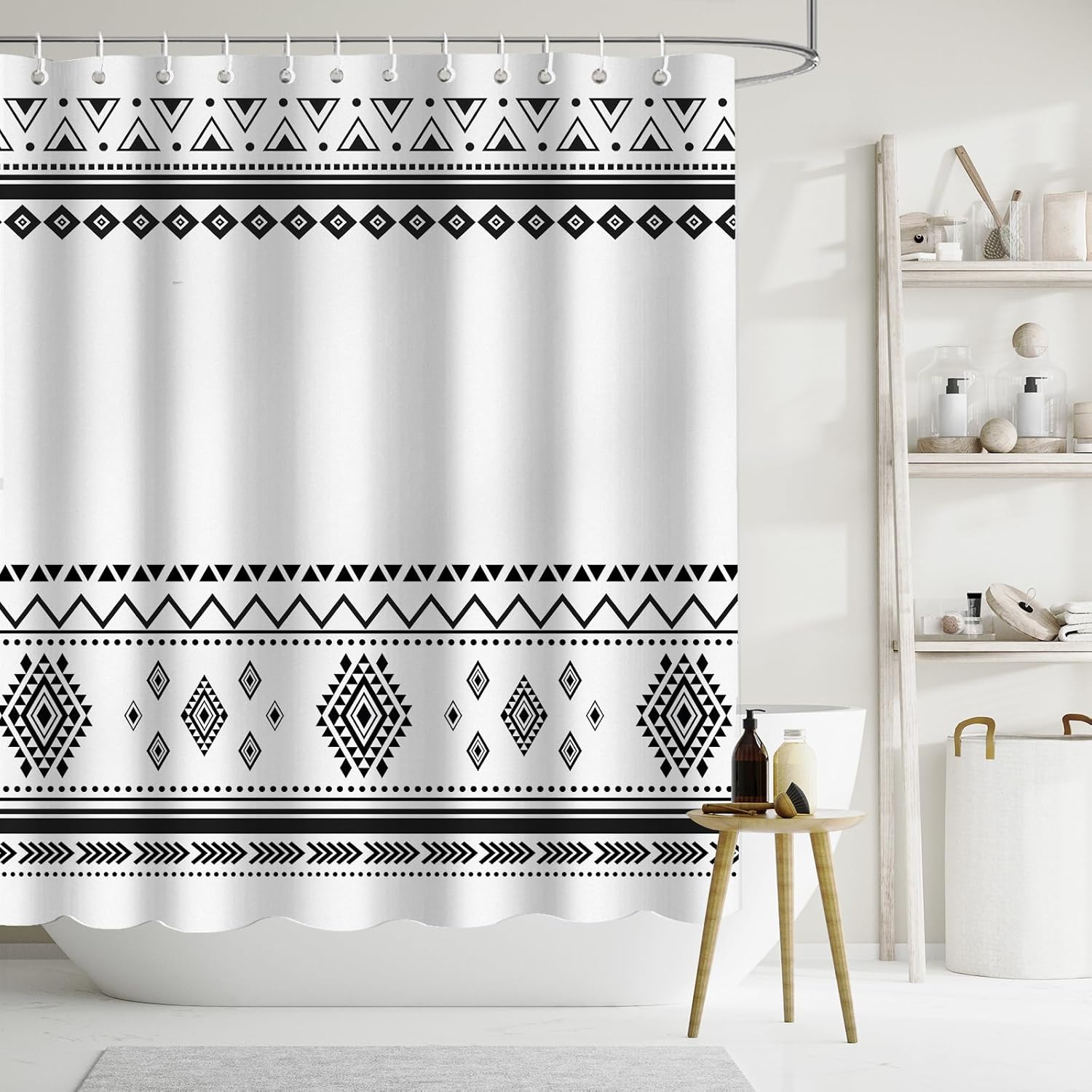 

Простая геометрическая шторка для душа 180x 180см черно-белая полосатая декоративная шторка для ванной W180xH230cm
