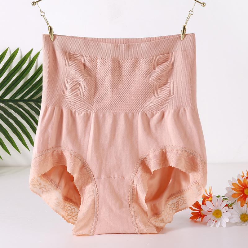 High Waisted Lace Trimmed Minimalist 3D Underwear with Nude Ammonia Cotton Seamless Cotton Crotch Plus Size Women's Underwear