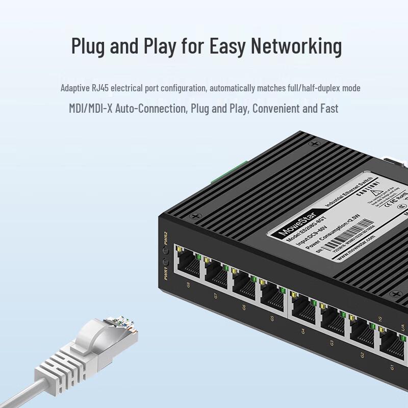 MoweStar Industrial 8-Port Gigabit Ethernet Switch (ES208G-8GT)