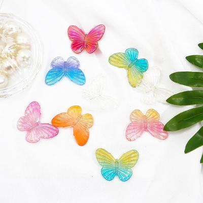 Acrylic Butterfly Gradual Color Beads for DIY Jewelry Findings 4 Pcs
