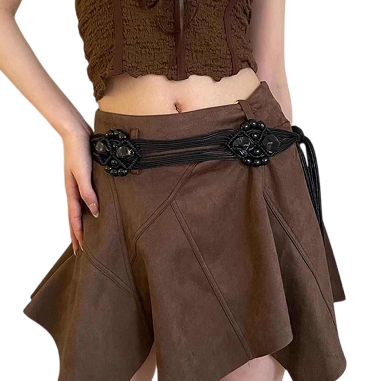 

Популярный плетеный веревочный пояс для путешествий, этнический поясной ремень, поясное украшение, аксессуары, вощеный веревочный пояс, женские украшения для талии чёрный