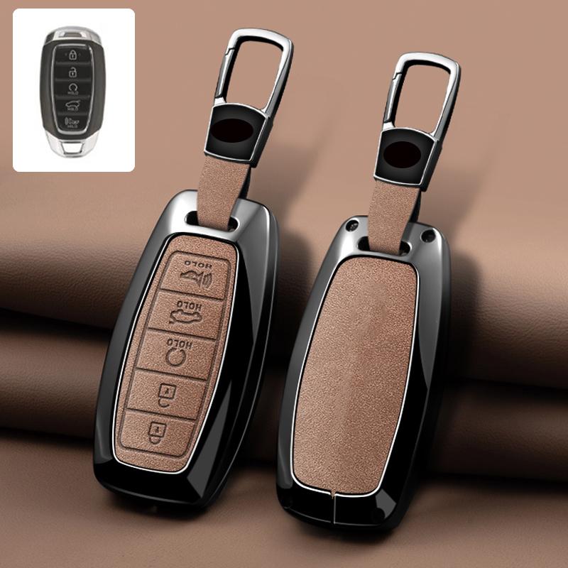 3/4/5 Button Zinc Alloy Leather Car Key Cover For Modern I30 Ix35 Kona Encino Solaris Azera Grandeur Ig Accent Santa Fe Palisade
