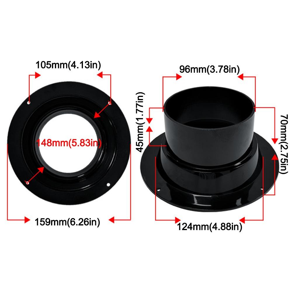 High Quality ABS Exhaust Duct Connector Flange Black Round Bevel Flange Adapter 50-160mm Pipe Air Vent Connector Kitchen