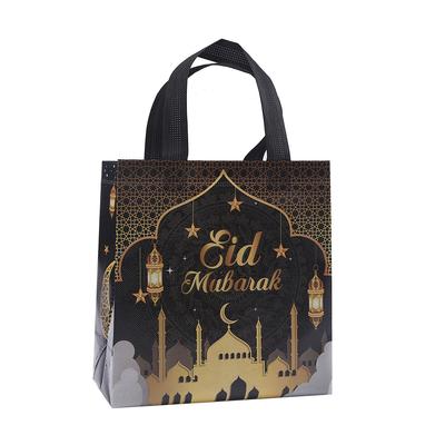 StoBag, Eid Mubarak Gift Bags, Celebrate with Arabic Calligraphy and Moon Designs, 12/30pcs, Eco-Friendly Non Woven