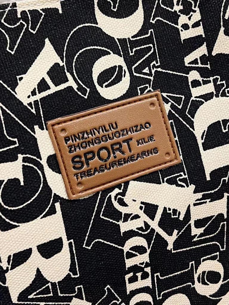 Large Capacity Canvas Tote: Simple, Stylish Commuter Bag for Female Students with Letter Print