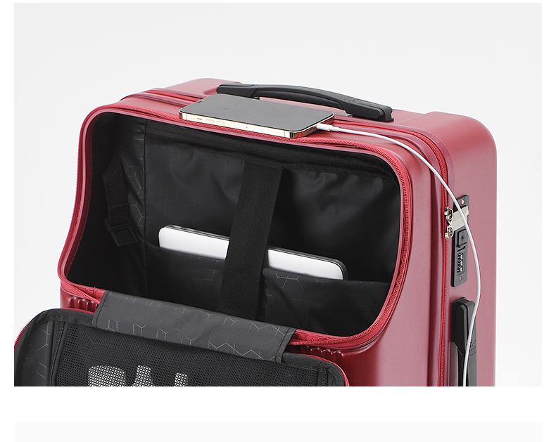 20" Leather Carry-On Business Suitcase with Front Opening & Combo Lock for Men & Women