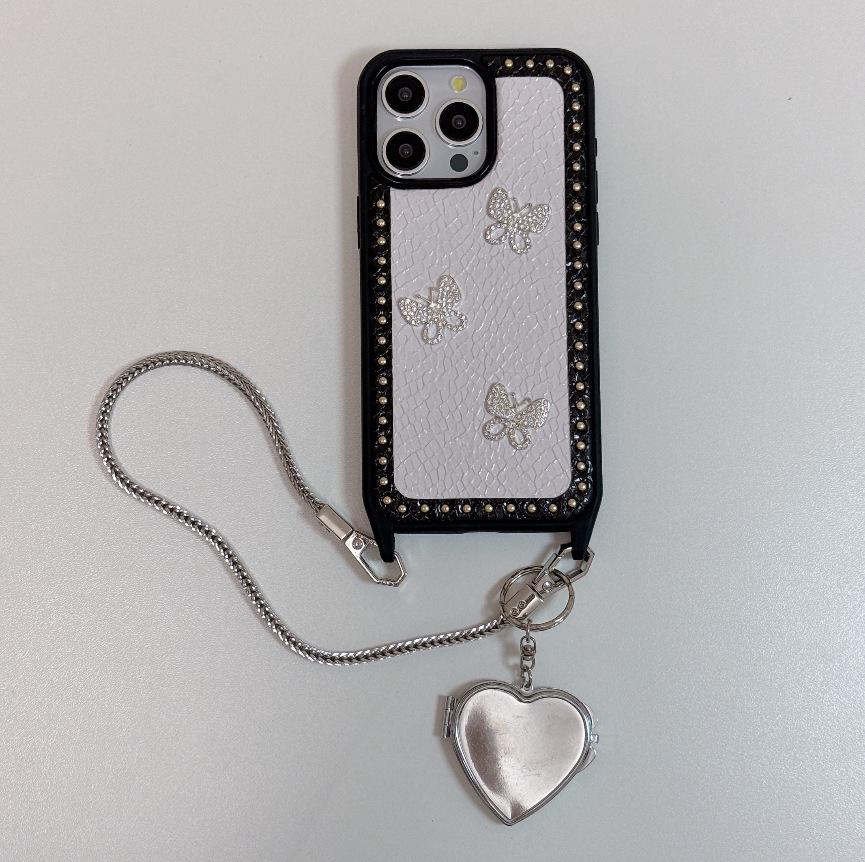 

Luxury Rhinestone Butterfly Snake Skin Phone Case for iPhone 17 Air/16 Pro Max 17 Pro белый