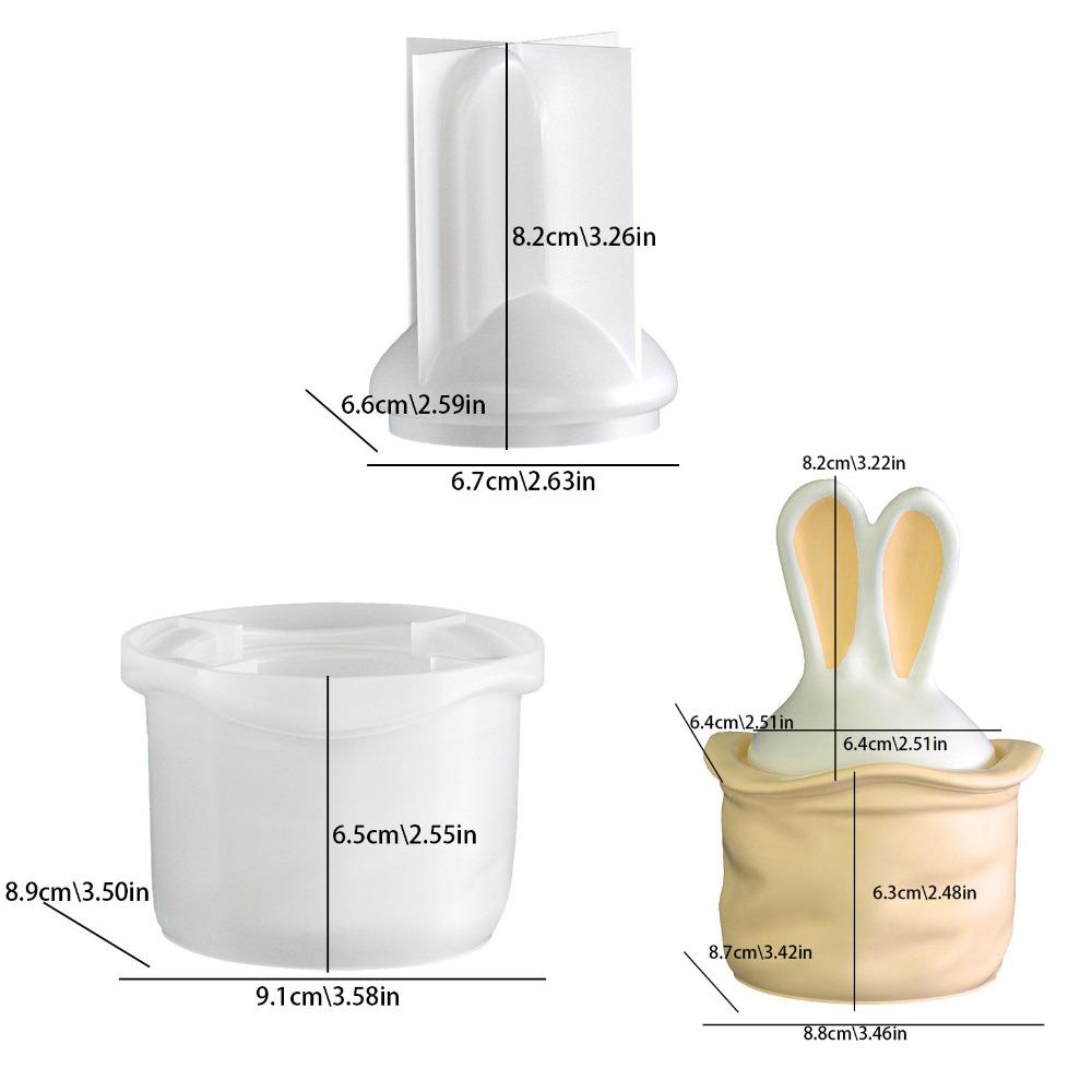 

Easter Long Eared Rabbit Storage Jar Silicone Mold with Lid Reusable Aromatherapy Candle Mold 3D DIY Resin Mold Home Decor белый