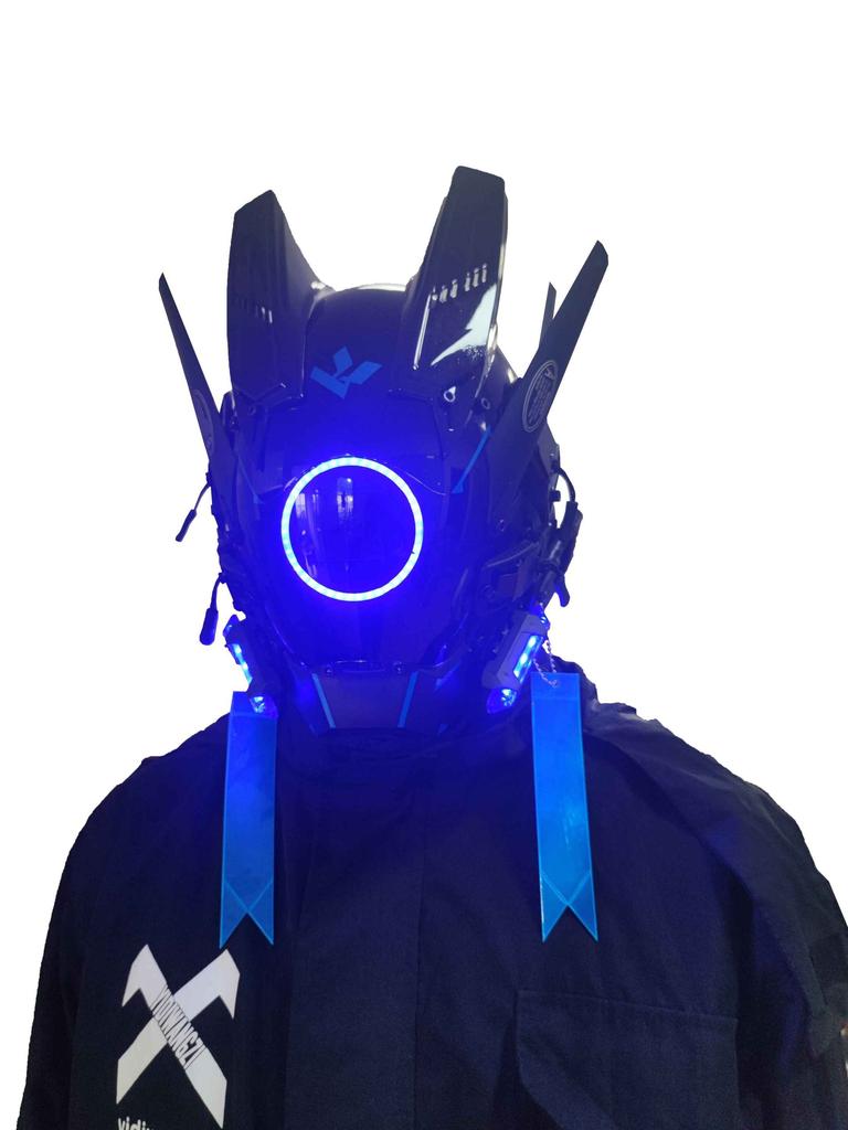 Jaupto Punk Mask Helmet Cosplay For Men, Futuristic Punk Techwear, Halloween Cosplay Fit Party Music Festival Accessories