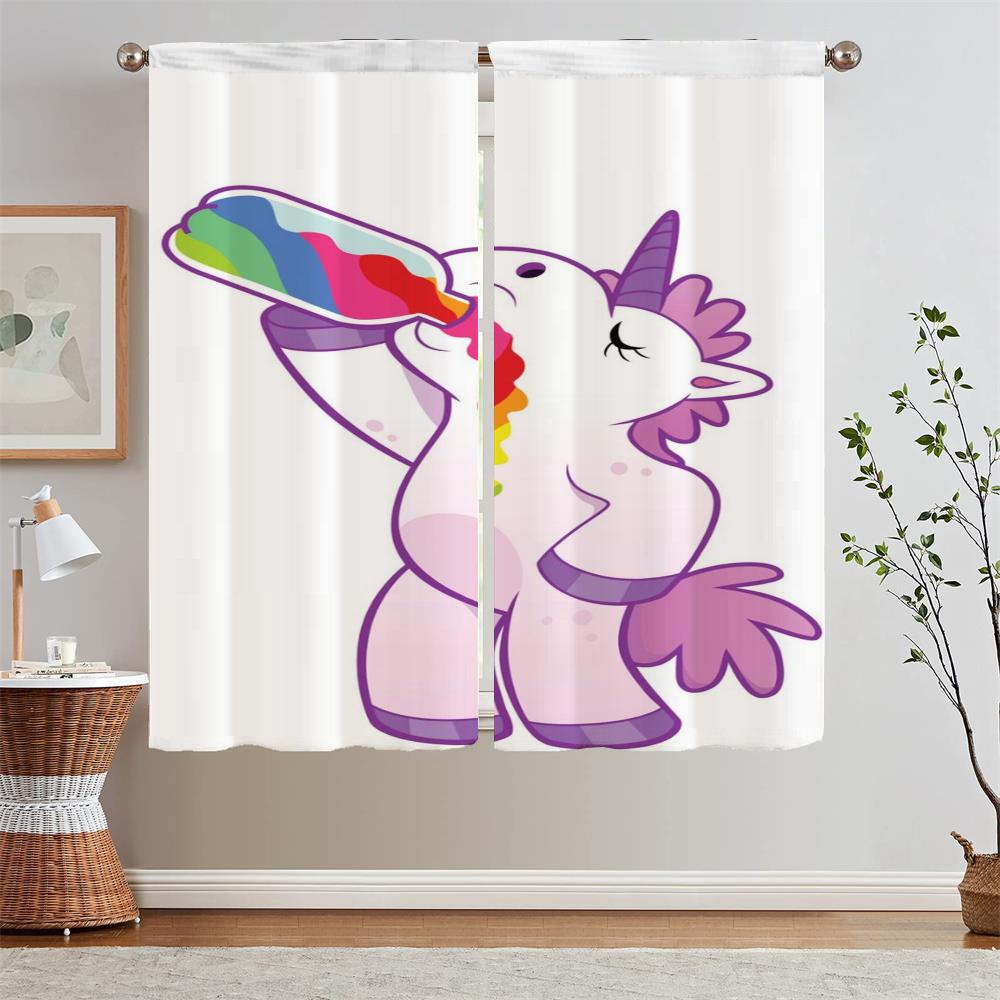 Cartoon Unicorn Blackout Ready Curtains Cheap Things With Free Shipping for Home Interior Curtains Blind Curtain for Living Room