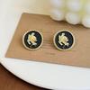 beautiful woman head round ear studs