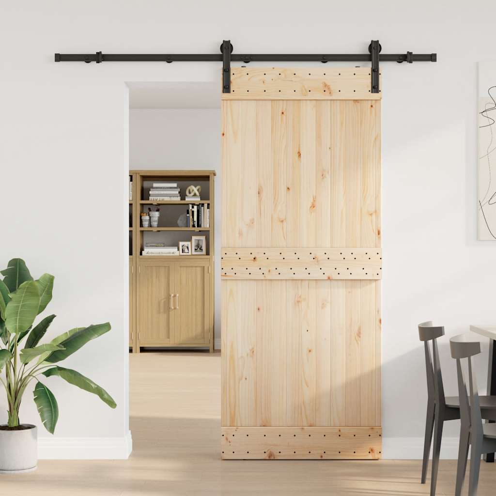 Sliding Door Hardware Set 200 cm Steel Black