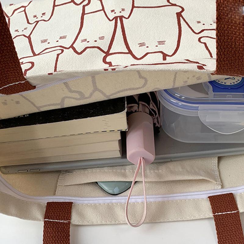 Geantă de pânză pentru femei de mare capacitate pentru studenți geantă de umăr literară simplă drăguță geantă de mână din pânză