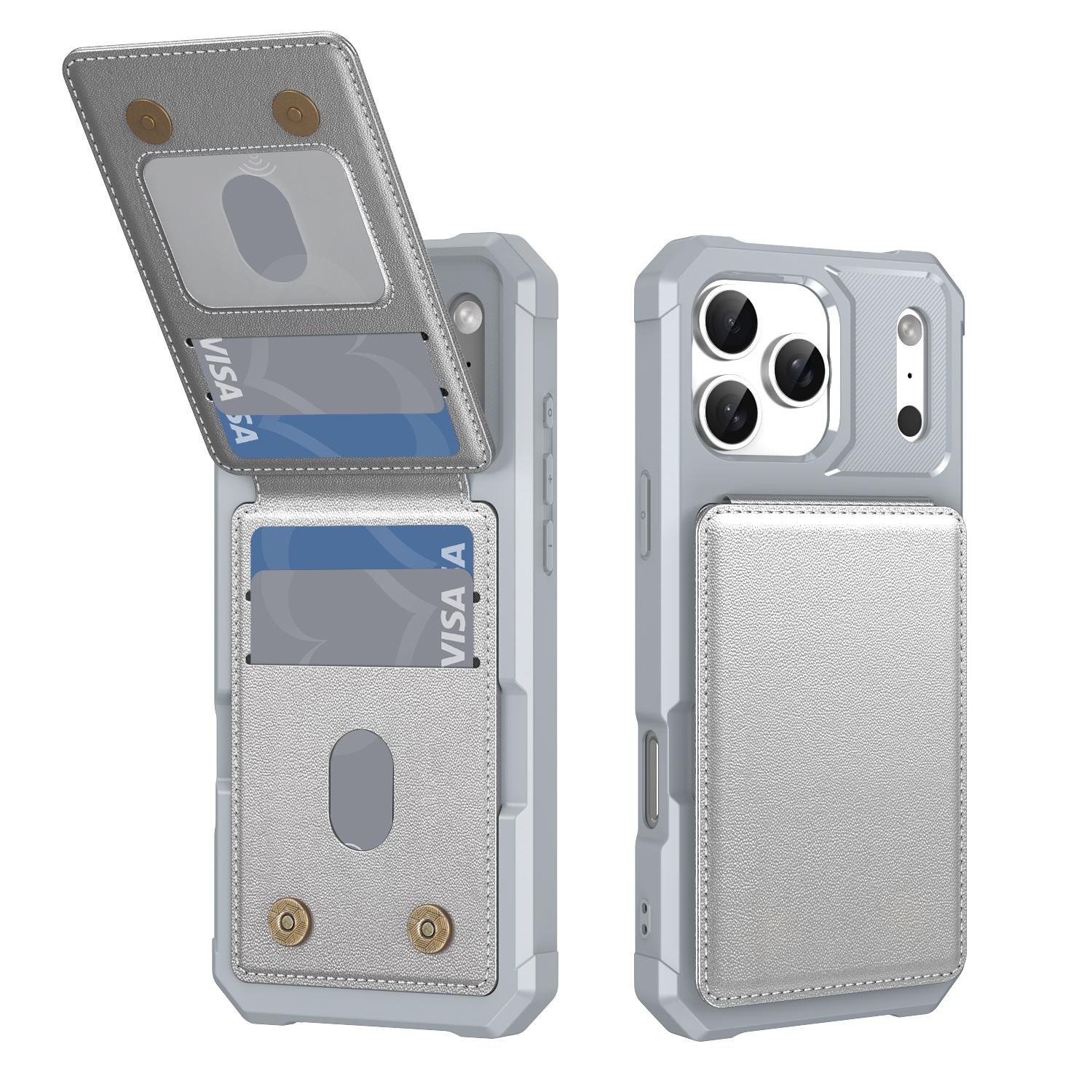 

For iPhone 17 Pro Case with Card Slot Kickstand PU Leather + TPU Phone Cover