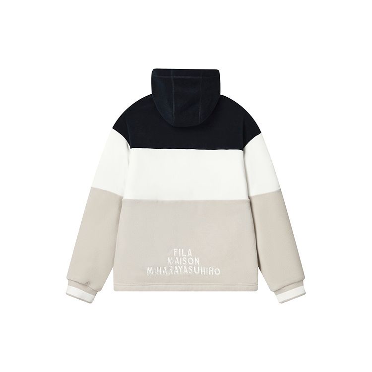 Fila X MIHARA Logo Américain Vintage Décoratif Décontracté Épissé Ample Sweat à Capuche en Polaire Homme hoodies Cactus-Gris Rose F11M243201F-LP