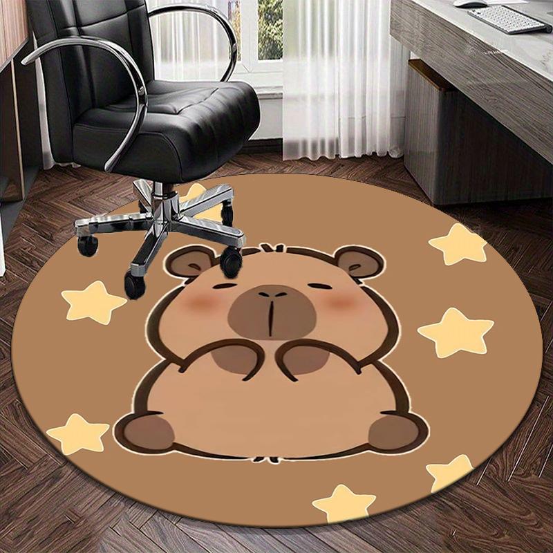 Bear Friends Greeting round carpet Chair cushion Round Entryway Rug, Soft Round Rugs for Living Room, Bedroom, Circle Carpet decor gifts