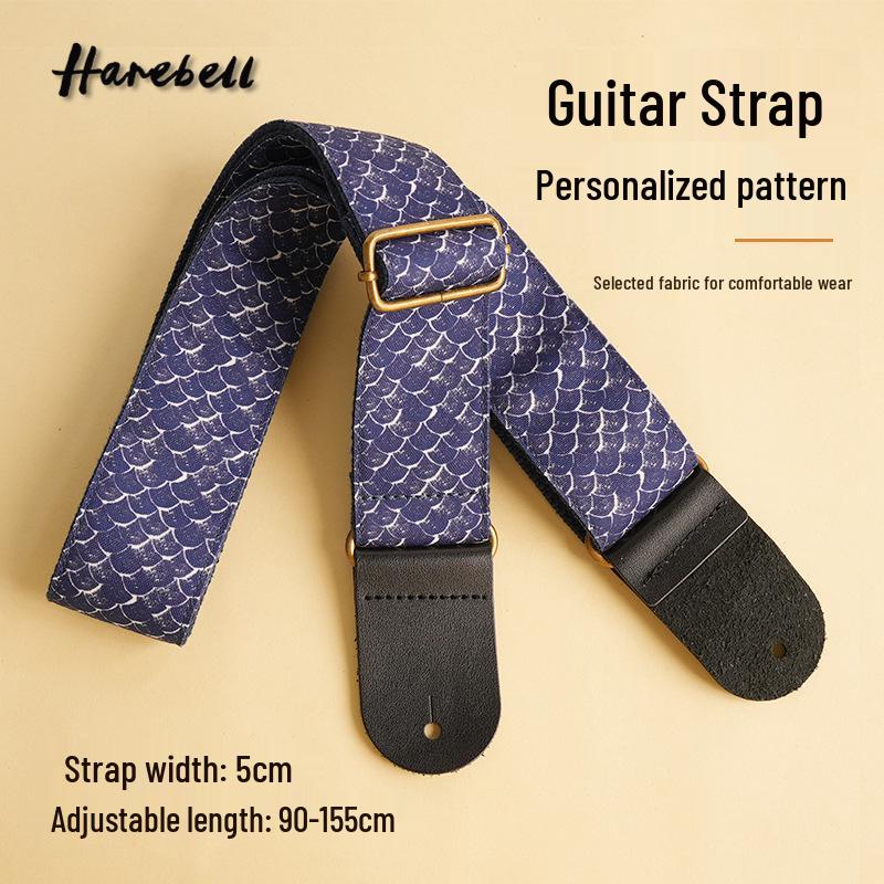 

Художественный синий кроссбоди с хлопковым ремешком - Широкий дизайн для комфорта, PO-112 Тяжелый гитарный ремень 90-155cm