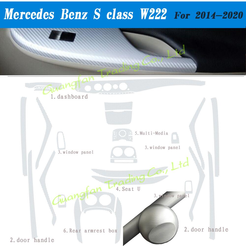 car-Styling 5D Carbon Fiber Car Interior Center Console Color Change Molding Stickers Decals For Benz S class W222 2014-