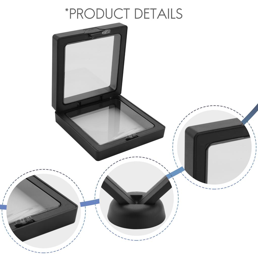 BHBL Coin Display Box - Set of 10 3D Floating Frame Display Holder with Stands for , AA Medallions, Jewelry, Black, 2.75 X 2.75