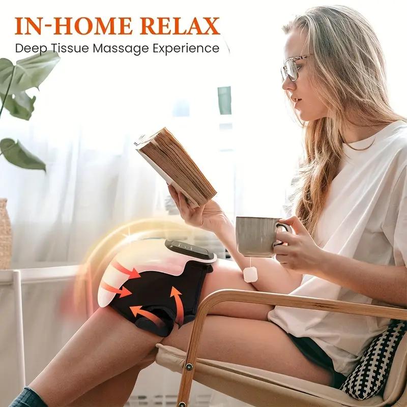 2026 New Cordless Knee Massager with Heat and Vibration, Portable Knee Massager with Large LED Screen, Adjustable Temperature, Comfort Pe