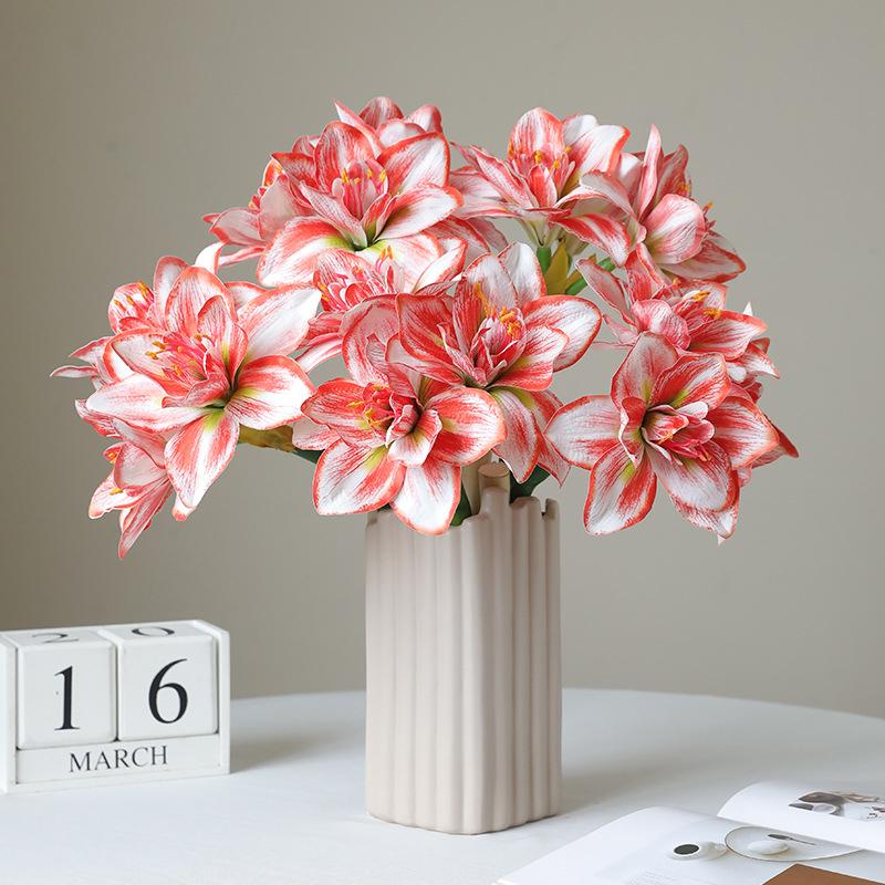 63Cm Clivia Vermilion Aranjament Floral Artificial pentru Nuntă Ornament pentru Acasă Living Hol Hotel