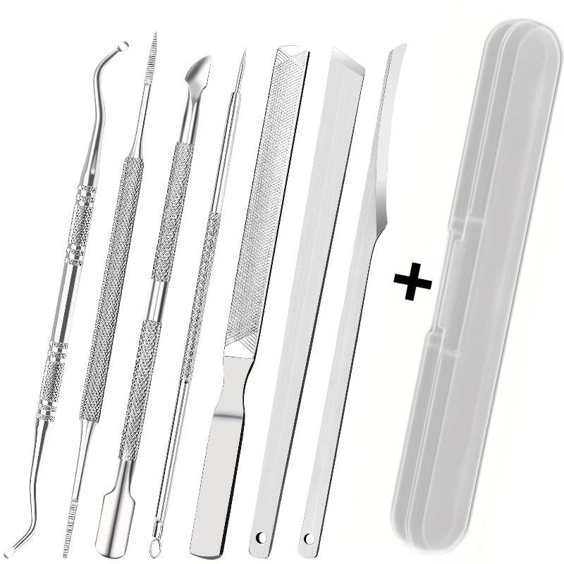 3/10Pcs Stainless Steel 7 Piece Pedicure Manicure Tool Kit Non Slip Handle Storage Case For Home Salon Nail Care