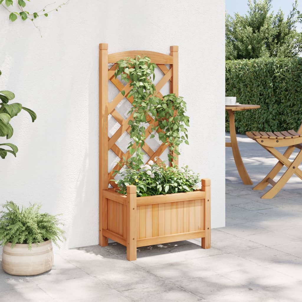 Vidaxl Planter with Trellis, Brown, Solid Fir Wood