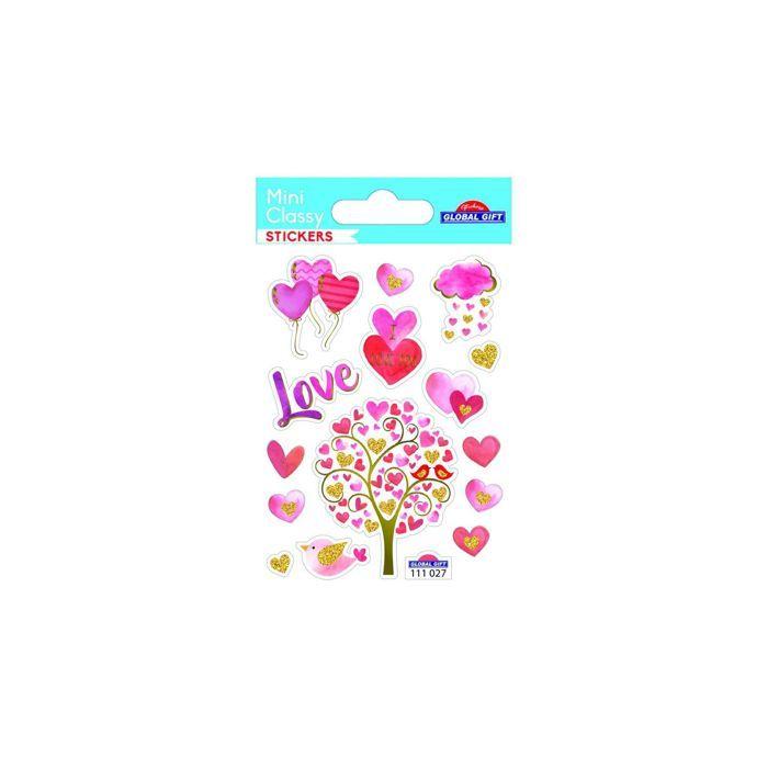 Stickers Coeurs - Paillettes - 7,5 x 10 cm
