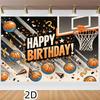 2D Cool Basketball Happy Birthday Backdrop for Teen Boys & Party Decoration