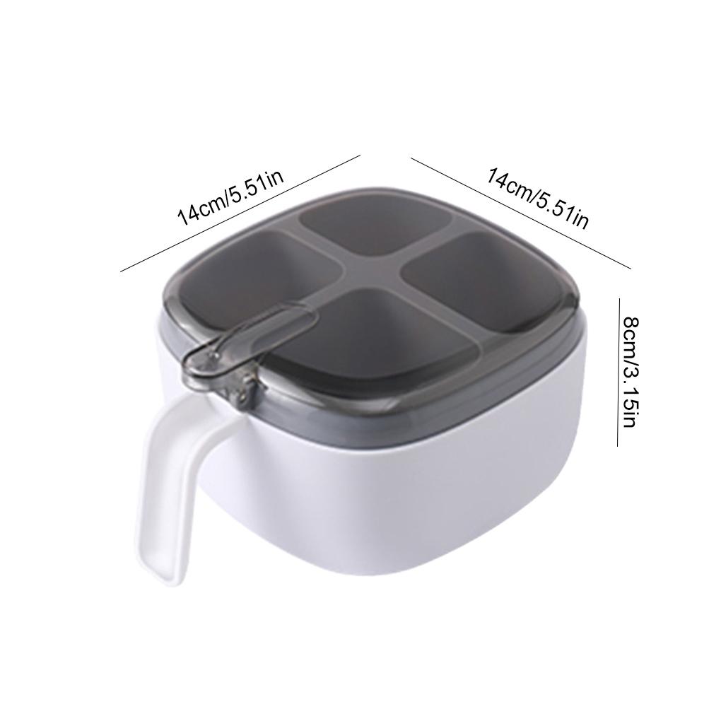 Seasoning Box Portable Jar with Spoons Pepper Spice Sugar Pot Storage Organizer Container Transparent Lid Home Refrigerator