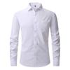Men's Long Sleeve Shirt, 4-Way Stretch Solid Color Button-Up Shirt, Regular Fit Square Collar Minimalist Daily Top