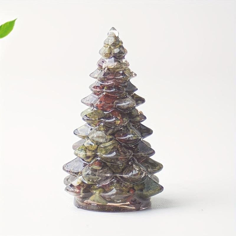 1pc Small Christmas Tree with Natural Crystal Synthetic Gemstone Inside, Lucky and Prosperous Growing Fluorite Bonsai Money Plant