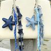 Distressed Frayed Denim Keychain Pearl Tassel Keychain Pendant New Bag Charm  for Women Ladies Bag