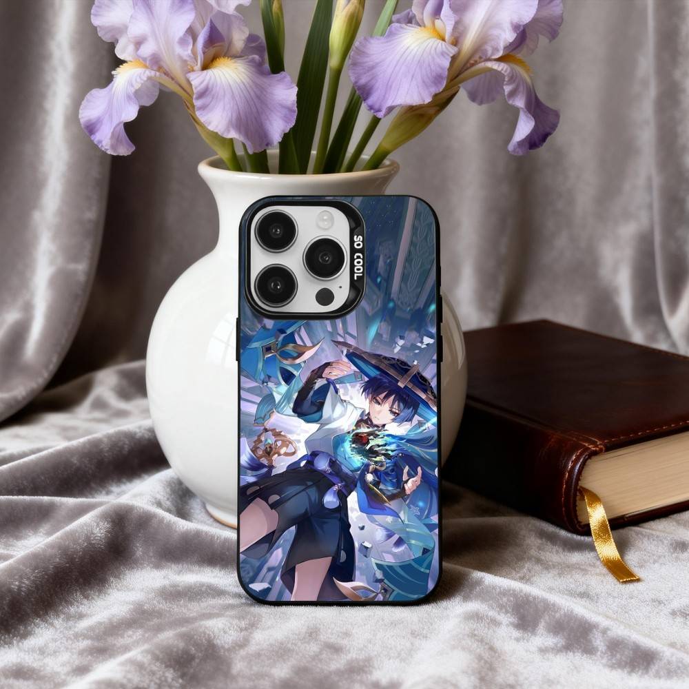 S-Scaramouches G-Genshin I-Impact-T Phone Case For iPhone17,16,15,14,13,12,11 Plus,Pro Max Candy Silver Plated Inside Cover